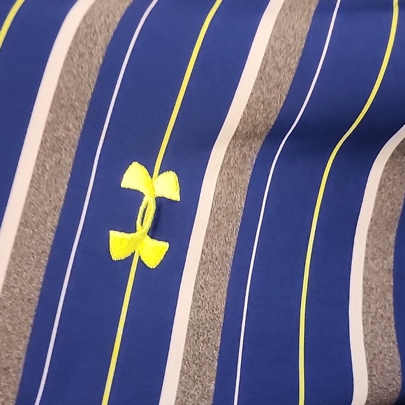 Under Armour Blue and White Striped Polo Shirt - Picture 2 of 9